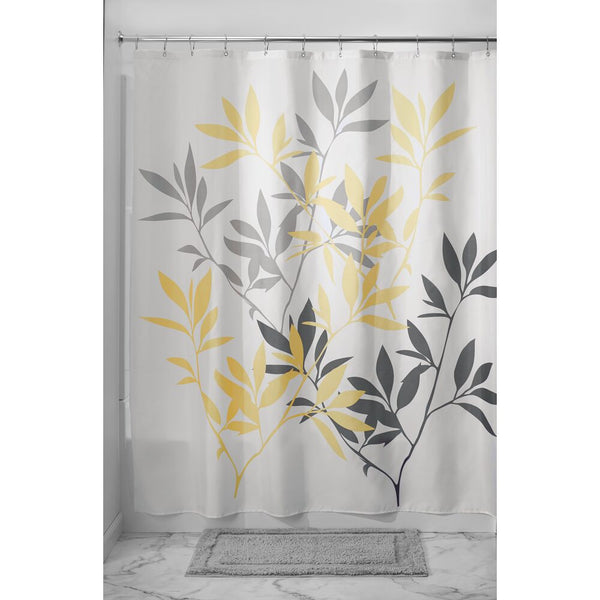 Idesign Leaves Shower Curtain Yellow/Gray