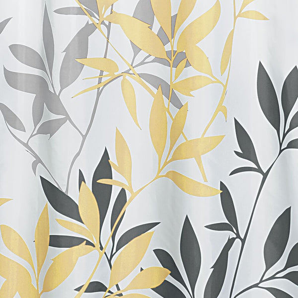 idesign Leaves Shower Curtain Yellow/Gray