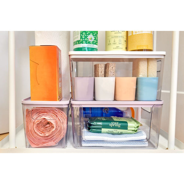 Idesign IDesign Lidded Storage Bin Clear/Lavender Sprinkles