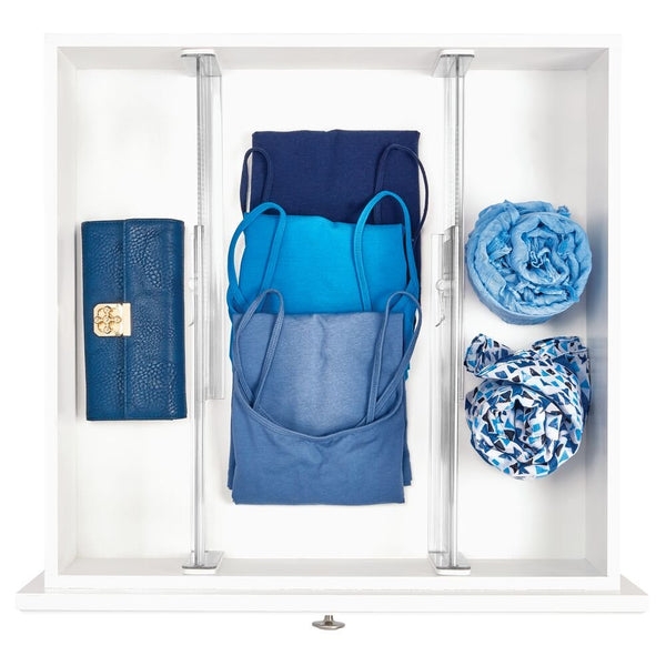 idesign iDesign Linus Adjustable Deep Drawer Divider - Set of 2 in Clear