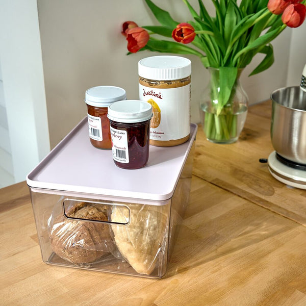 Idesign IDesign Medium Lidded Bin Clear/Lavender Sprinkles