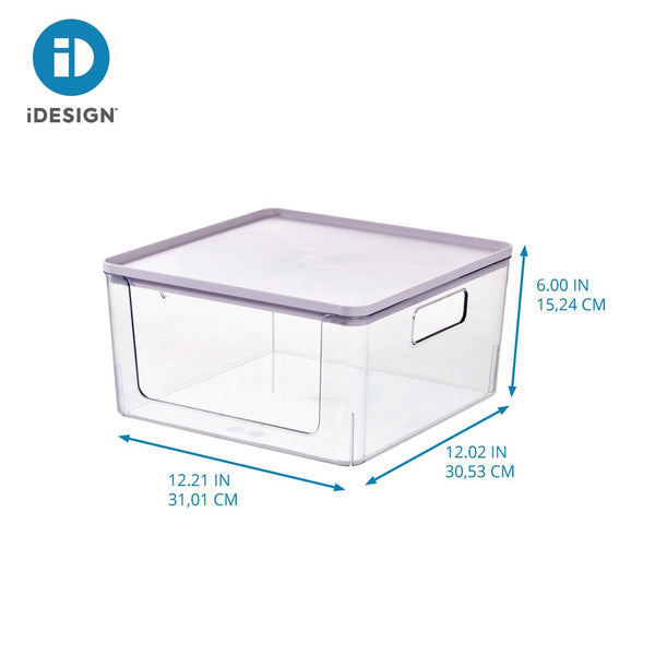 Idesign IDesign Open Front Lidded Bin Clear/Lavender Sprinkles