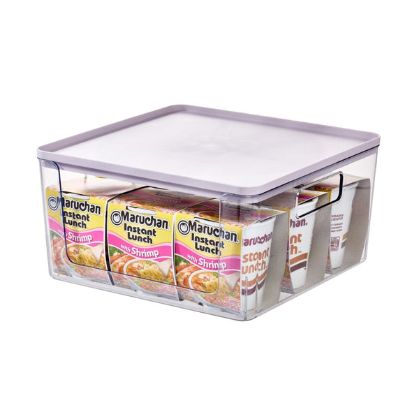 idesign iDesign Open Front Lidded Bin Clear/Lavender Sprinkles