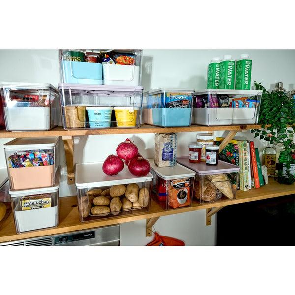 Idesign IDesign Open Front Lidded Bin Clear/Marshmallow