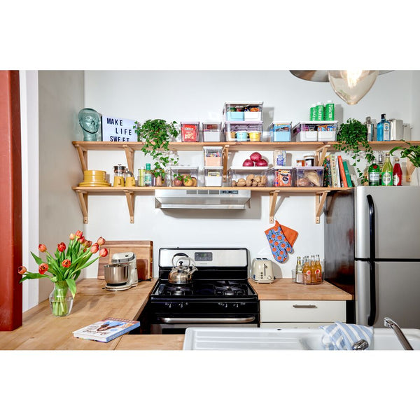 Idesign IDesign Open Front Lidded Bin Clear/Marshmallow