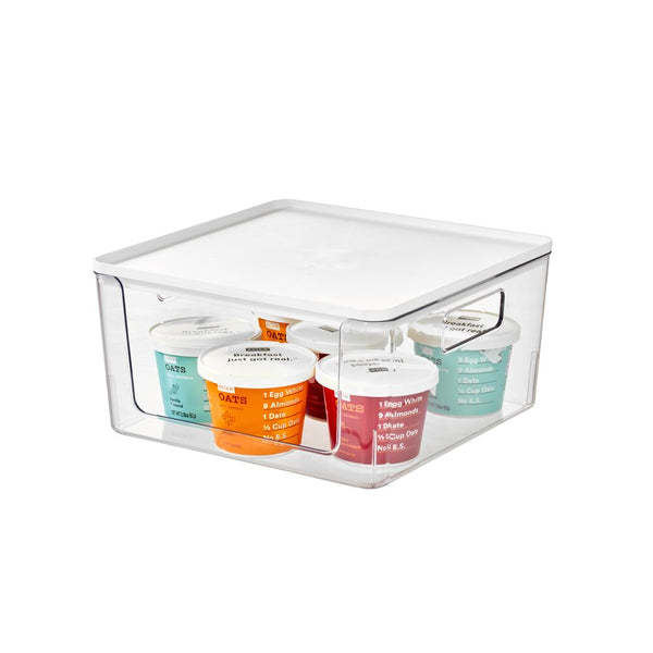 idesign iDesign Open Front Lidded Bin Clear/Marshmallow