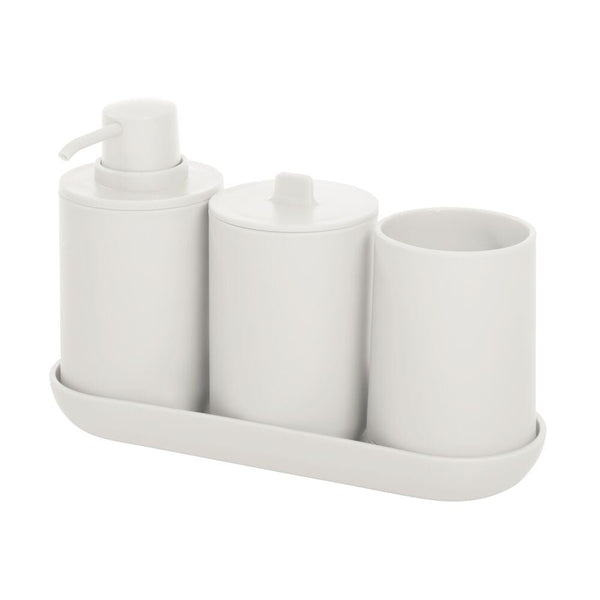 Idesign IDesign Recycled Plastic Cade Bath Accessories In Coconut-4 Piece Set