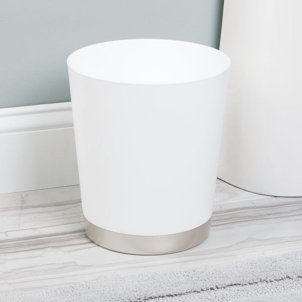 Idesign Sedona Waste Can Satin White/Nickel