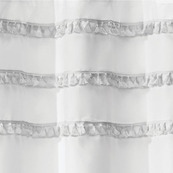 Idesign Tassel Shower Curtain White/Gray