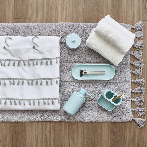 Idesign Tassel Shower Curtain White/Gray