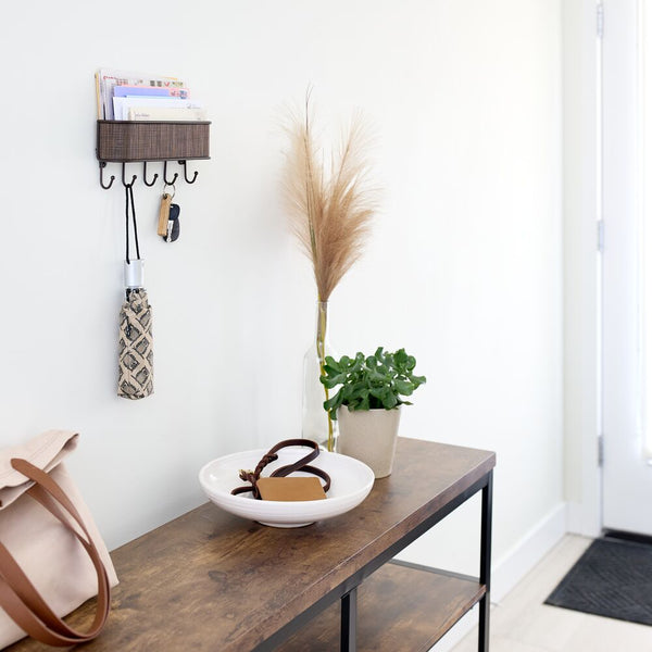 Idesign Twillo Wall Mount Mail & Key Rack Bronze