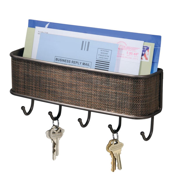 idesign Twillo Wall Mount Mail & Key Rack Bronze