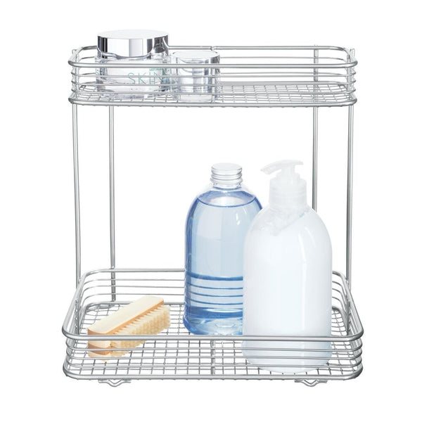 idesign iDesign Vienna 2-Tier Rectangular Shelf in Silver