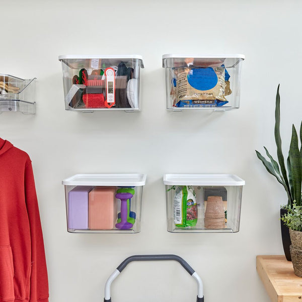 Idesign Wallspace Bin + Bracket W/ Lid 12" X 12" X 8"