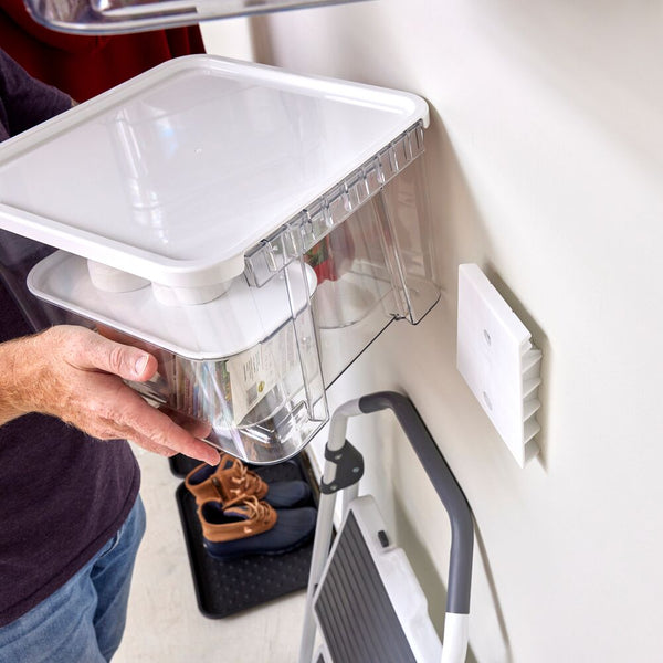 Idesign Wallspace Bin + Bracket W/ Lid 12" X 12" X 8"