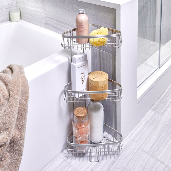 Idesign York Lyra 3 Tier Shower Shelf Satin