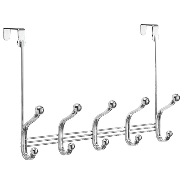 Idesign IDesign York Lyra Over The Door Rack 5 Hooks In Chrome