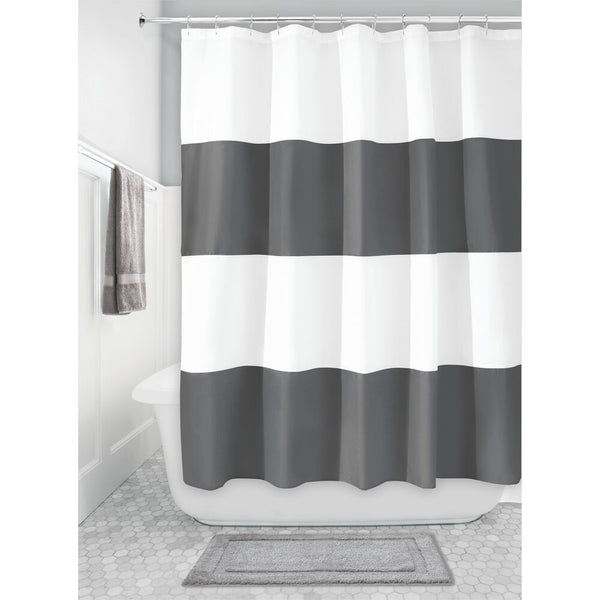 Idesign IDesign Zeno Shower Curtain 72" X 72" In Charcoal And White
