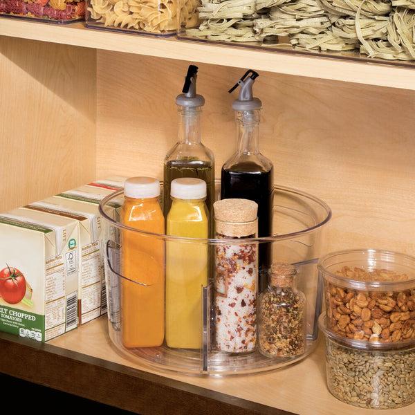 Idesign Linus BPA-Free Plastic Turntable Organizer With Removable Dividers - 10.5" X 10.5" X 6.36" Clear