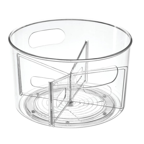 idesign Linus BPA-Free Plastic Turntable Organizer with Removable Dividers - 10.5" x 10.5" x 6.36" Clear