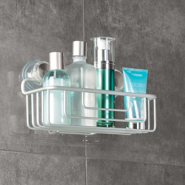 Idesign Metro Aluminum Turn-N-Lock Suction Basket Silver