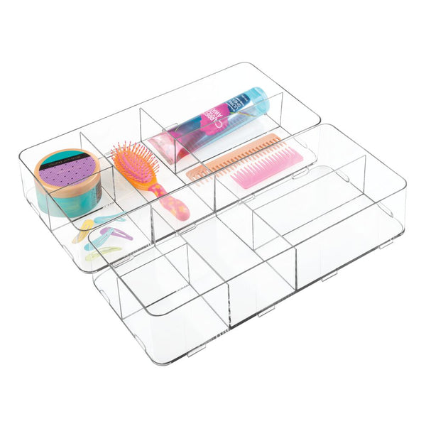 Idesign RPET Clarity Interlocking Divider Drawer Organizer 8" X 16" X 3"