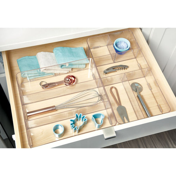 Idesign RPET Clarity Interlocking Divider Drawer Organizer 8" X 16" X 3"