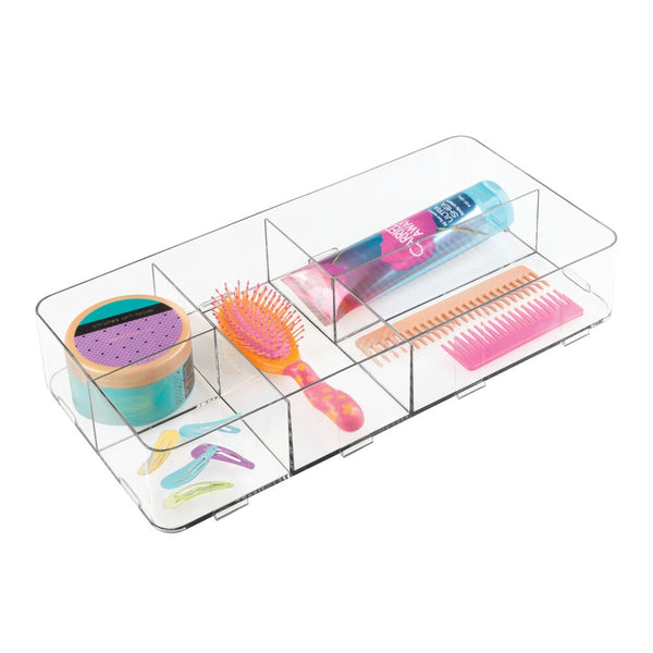 idesign RPET Clarity Interlocking Divider Drawer Organizer 8" x 16" x 3"