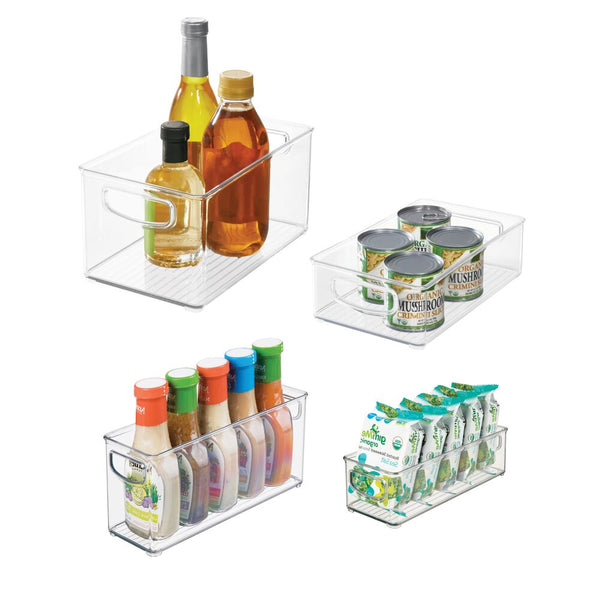 idesign RPET Linus Cabinet/Pantry Bins (Set of 4) Clear