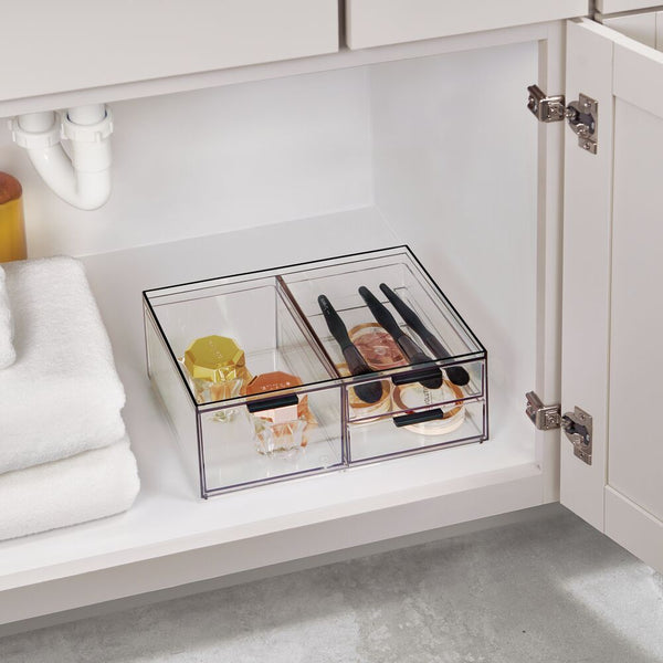 Idesign RPET Onyx 3 Drawer Cosmetic Organizer - Wide Clear