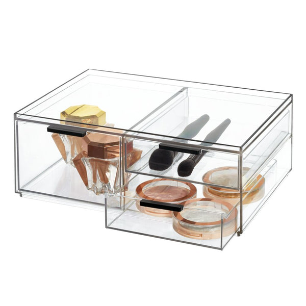 idesign RPET Onyx 3 Drawer Cosmetic Organizer - Wide Clear