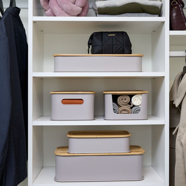 Idesign RPP Large Bin W Bamboo Lid 8.4 X 16.9 X 3 Porpoise/Natural