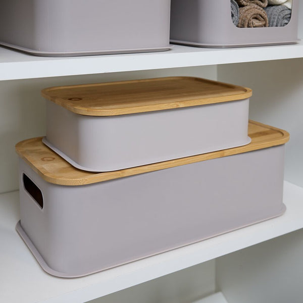 Idesign RPP Large Handled Bin W Bamboo Lid 8.4 X 16.9 X 5 Porpoise/N