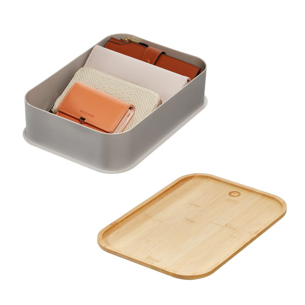Idesign RPP Medium Bin W Bamboo Lid 8.4 X 11.9 X 3 Porpoise/Natural