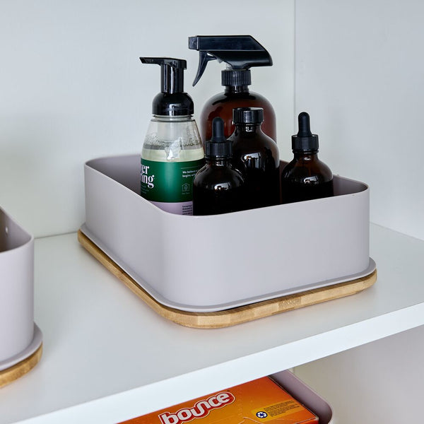 Idesign RPP Medium Bin W Bamboo Lid 8.4 X 11.9 X 3 Porpoise/Natural