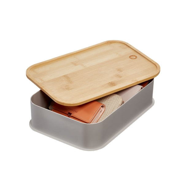 idesign RPP Medium Bin w Bamboo Lid 8.4 x 11.9 x 3 Porpoise/Natural