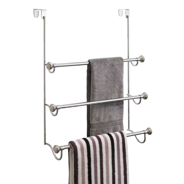 idesign York Metal Over Shower Door Towel Rack 3 Split Finish
