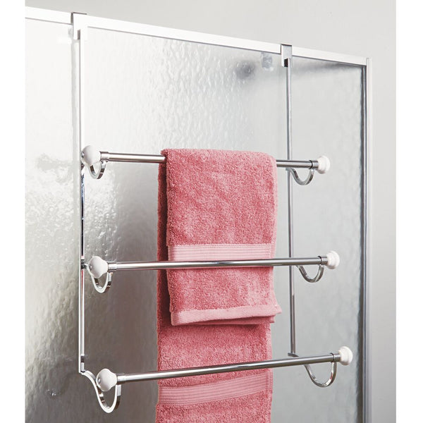 Idesign York Over Shower Door Towel Rack 3 White/Chrome