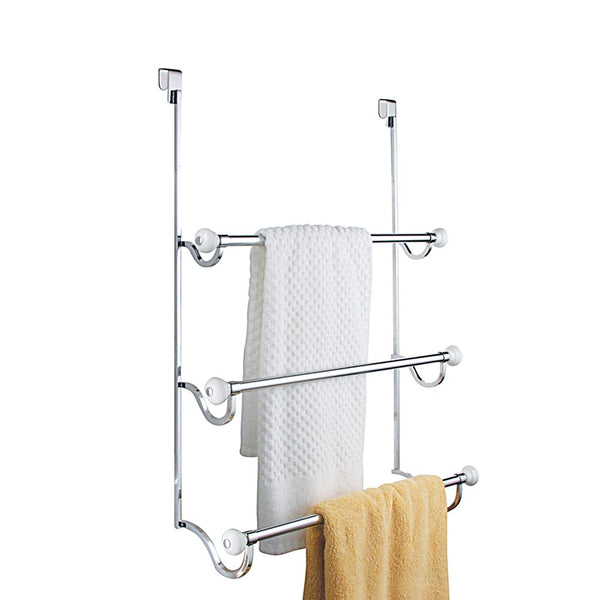 idesign York Over Shower Door Towel Rack 3 White/Chrome