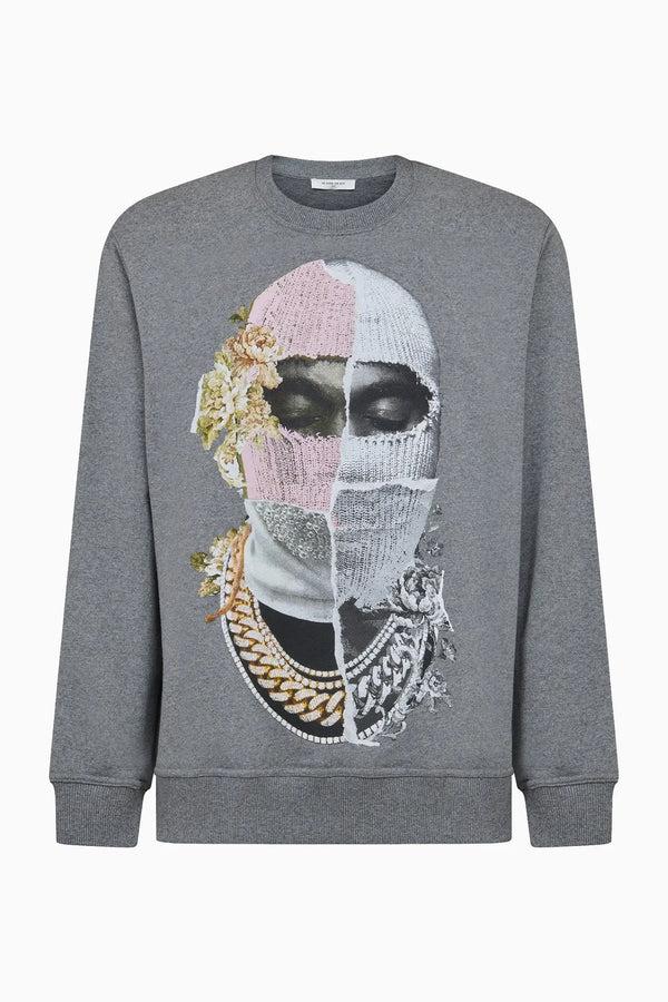 ih nom uh nit Crewneck newspaper mask print