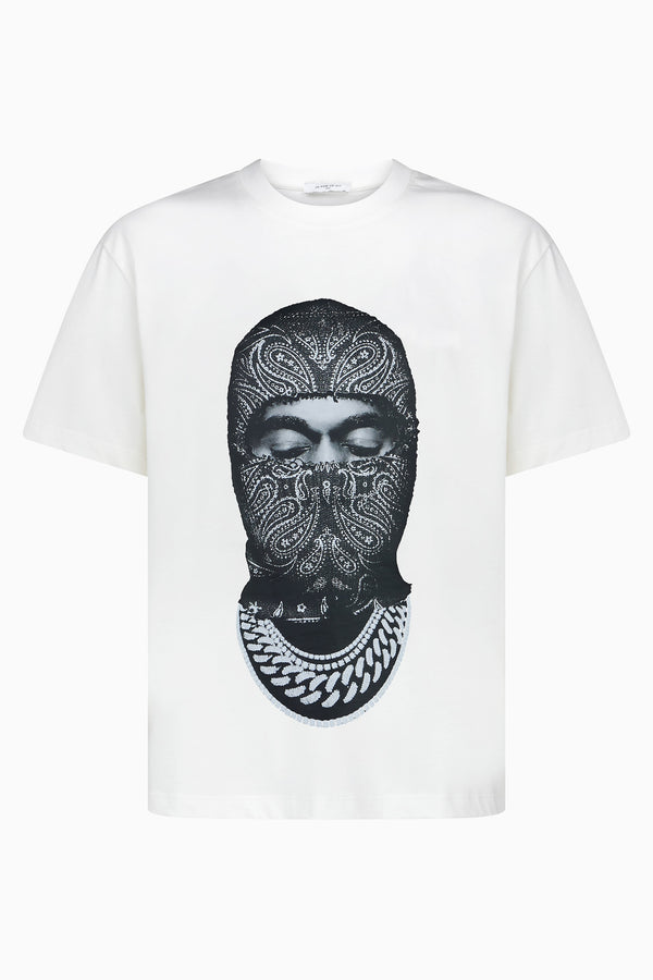 ih nom uh nit T-Shirt with Paisley Mask Graphic
