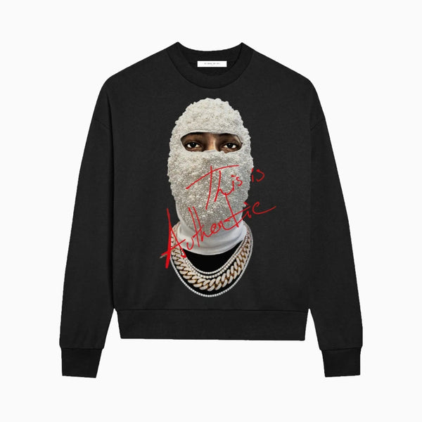 ih nom uh nit "This is authentic" CREWNECK with mask