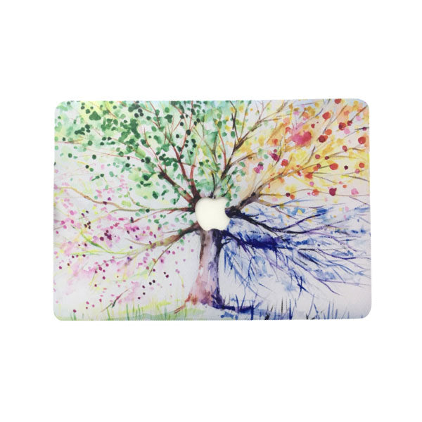 Ikase 4Tone Tree With Apple Cut Out Logo - Macbook Case - Macbook Air Pro 13" Inch + Free Keyboard Cover