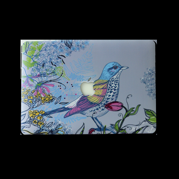 Ikase Birdy With Apple Cut Out Logo - Macbook Case - Macbook Air Pro 13" Inch + Free Keyboard Cover