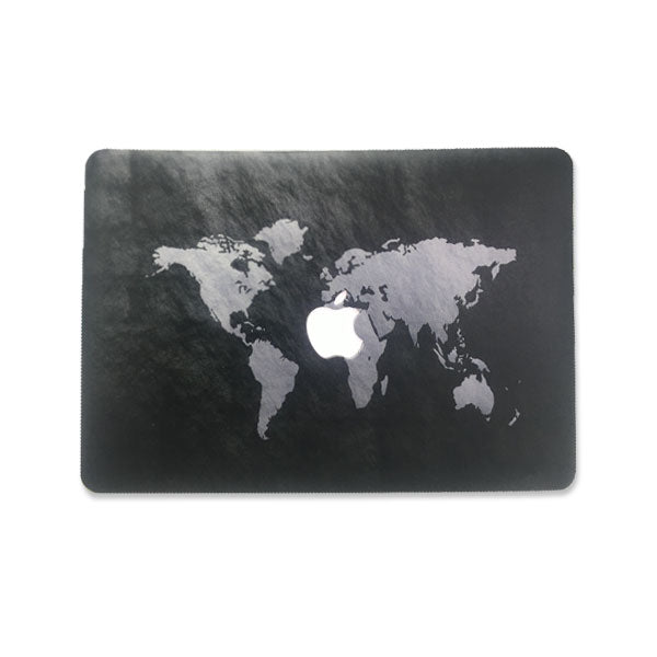 Ikase Blackmap With Apple Cut Out Logo - Macbook Case - Macbook Air Pro 13" Inch + Free Keyboard Cover