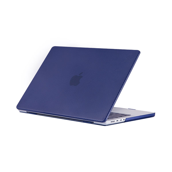 Ikase Carbon Fiber Dark Blue - Macbook Air/Pro - 13"/14" Inch Case+Free Keyboard Cover