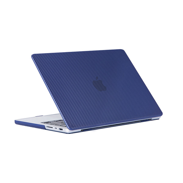 Ikase Carbon Fiber Dark Blue - Macbook Air/Pro - 13"/14" Inch Case+Free Keyboard Cover