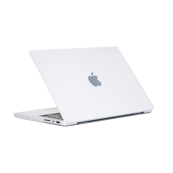 Ikase Carbon Fiber White - Macbook Air/Pro - 13"/14" Inch Case+Free Keyboard Cover