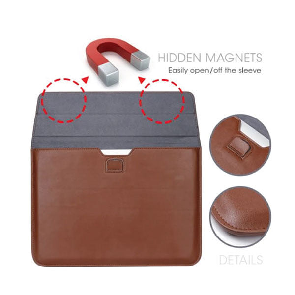 Ikase Leather Brown - Macbook Sleeve - Macbook Air Pro Retina M1 M2 13" 13.6" Inch
