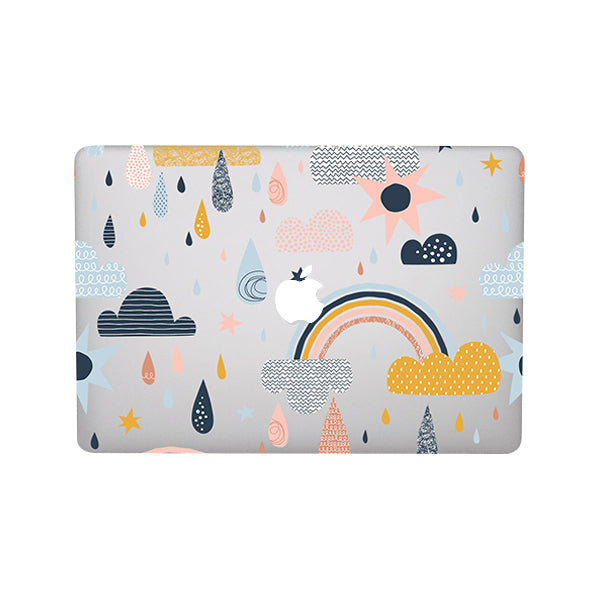 Ikase RS-1149White With Apple Cut Out Logo - Macbook Case - Macbook Air Pro 13" Inch + Free Keyboard Cover